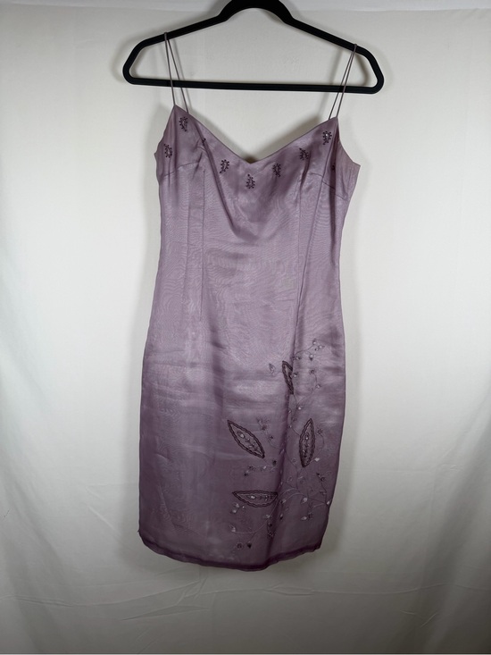 Laundry By Shelli Segal Dresses & Skirts - Vintage 90s Y2K Silk Lavender Slip Dress with Beaded Embroidered Accents Fairy,